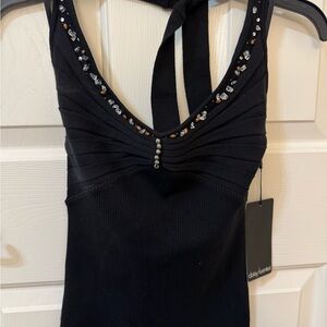 Daisy Fuentes Black Tank Top with Beaded Detail